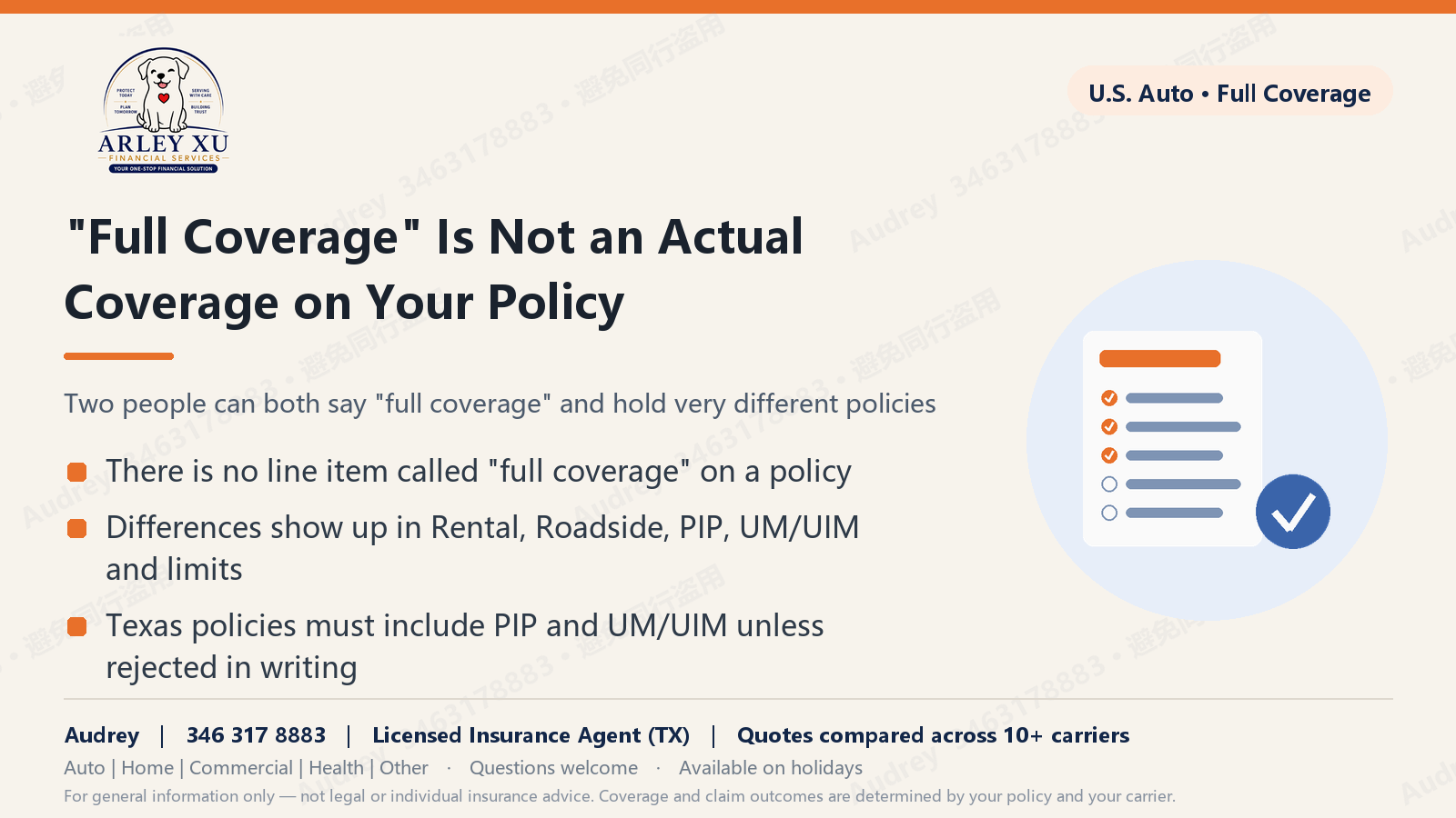 “Full Coverage” Is Not an Actual Coverage on Your Policy